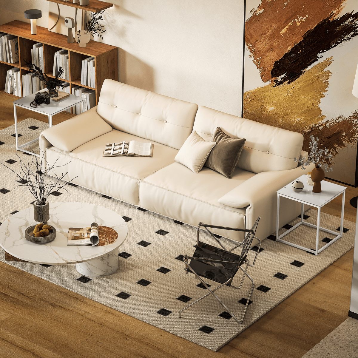 HOMCOM Nest of 2 Side Tables Set of Bedside Tables for Living Room | Luxury Home Accessories | Heulog Glow