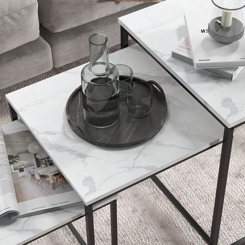 HOMCOM Nesting Coffee Tables Set of 3 Stacking Sofa Side Tables White | Luxury Home Accessories | Heulog Glow