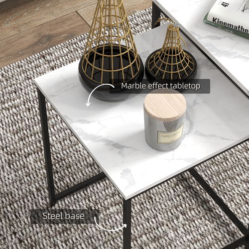 HOMCOM Nesting Coffee Tables Set of 3 Stacking Sofa Side Tables White | Luxury Home Accessories | Heulog Glow