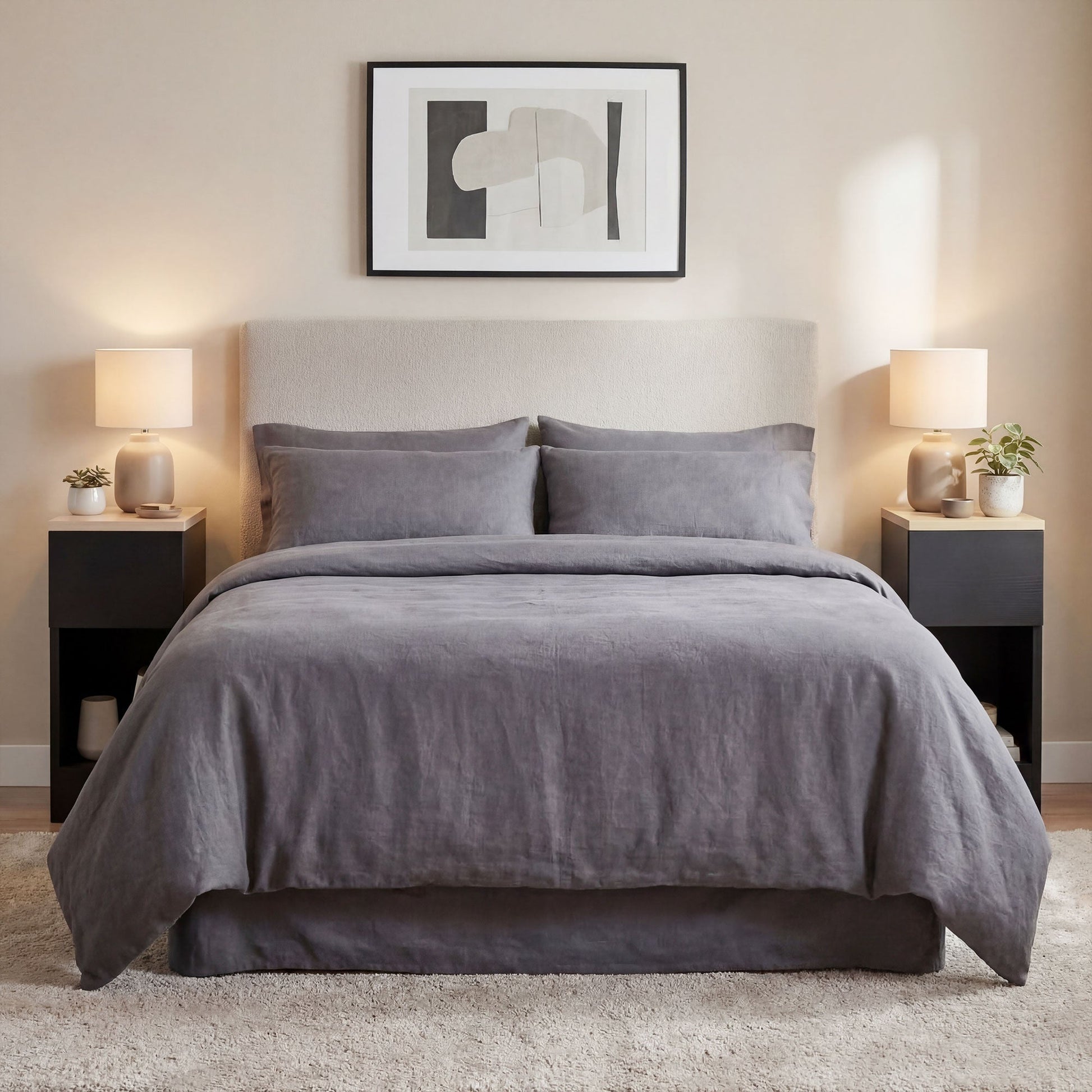 HOMCOM Set of Two Modern Storage Bedside Tables - Black | Luxury Home Accessories | Heulog Glow