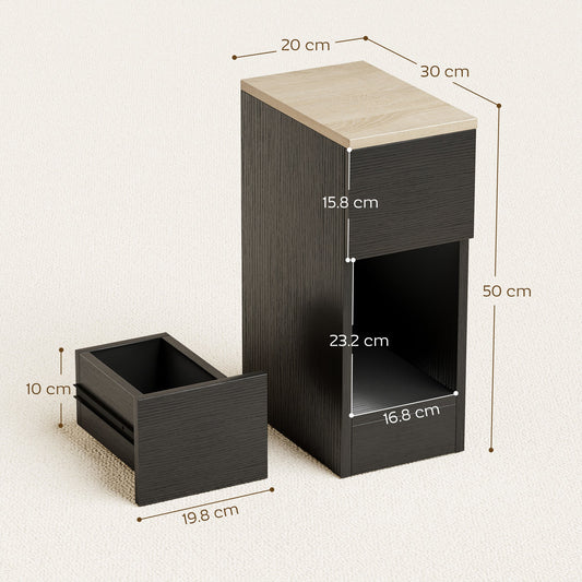 HOMCOM Set of Two Modern Storage Bedside Tables - Black | Luxury Home Accessories | Heulog Glow