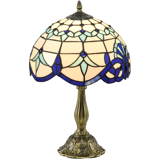 HOMCOM Stained Glass Table Lamp, for Bedroom Bedside, Bulb not Included | Luxury Home Accessories | Heulog Glow