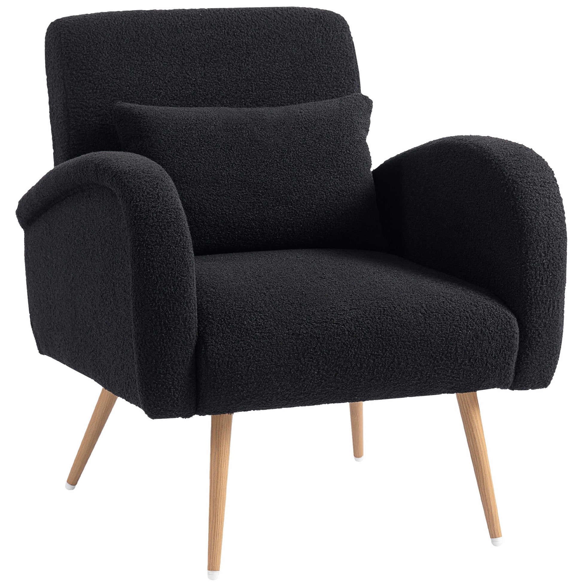 HOMCOM Teddy Fleece Accent Chair - Black | Luxury Home Accessories | Heulog Glow