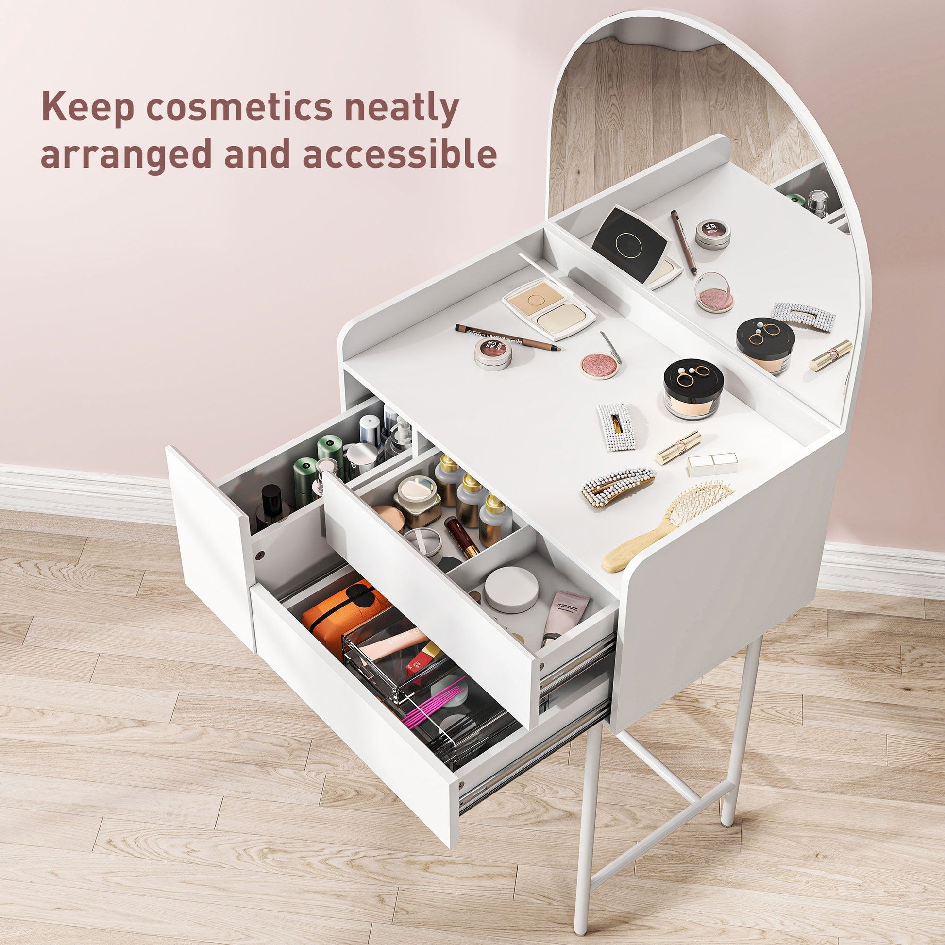 HOMCOM Three Drawer Compact Dressing Table - White | Luxury Home Accessories | Heulog Glow