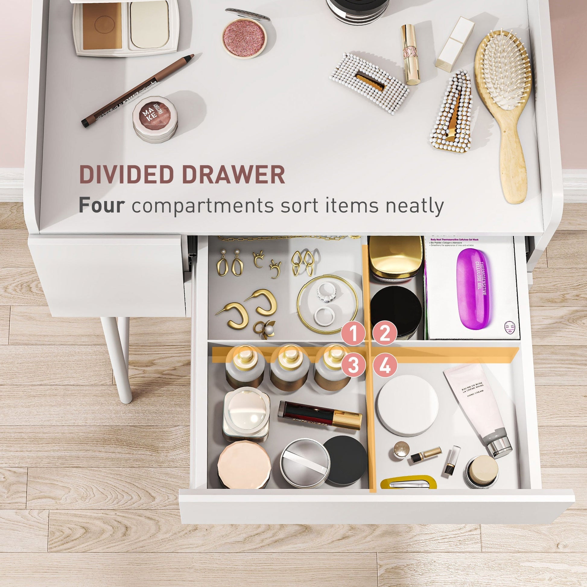 HOMCOM Three Drawer Compact Dressing Table - White | Luxury Home Accessories | Heulog Glow