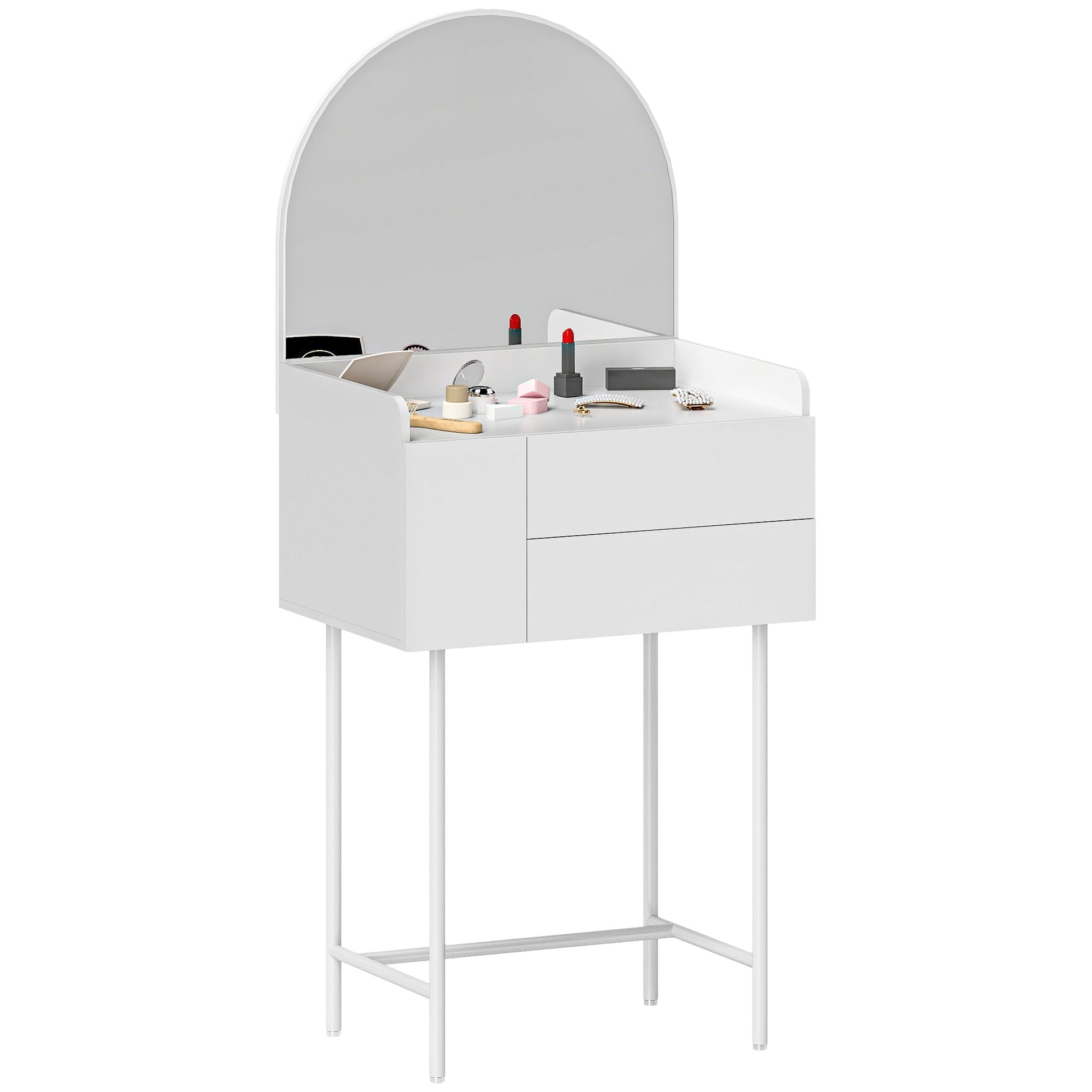 HOMCOM Three Drawer Compact Dressing Table - White | Luxury Home Accessories | Heulog Glow