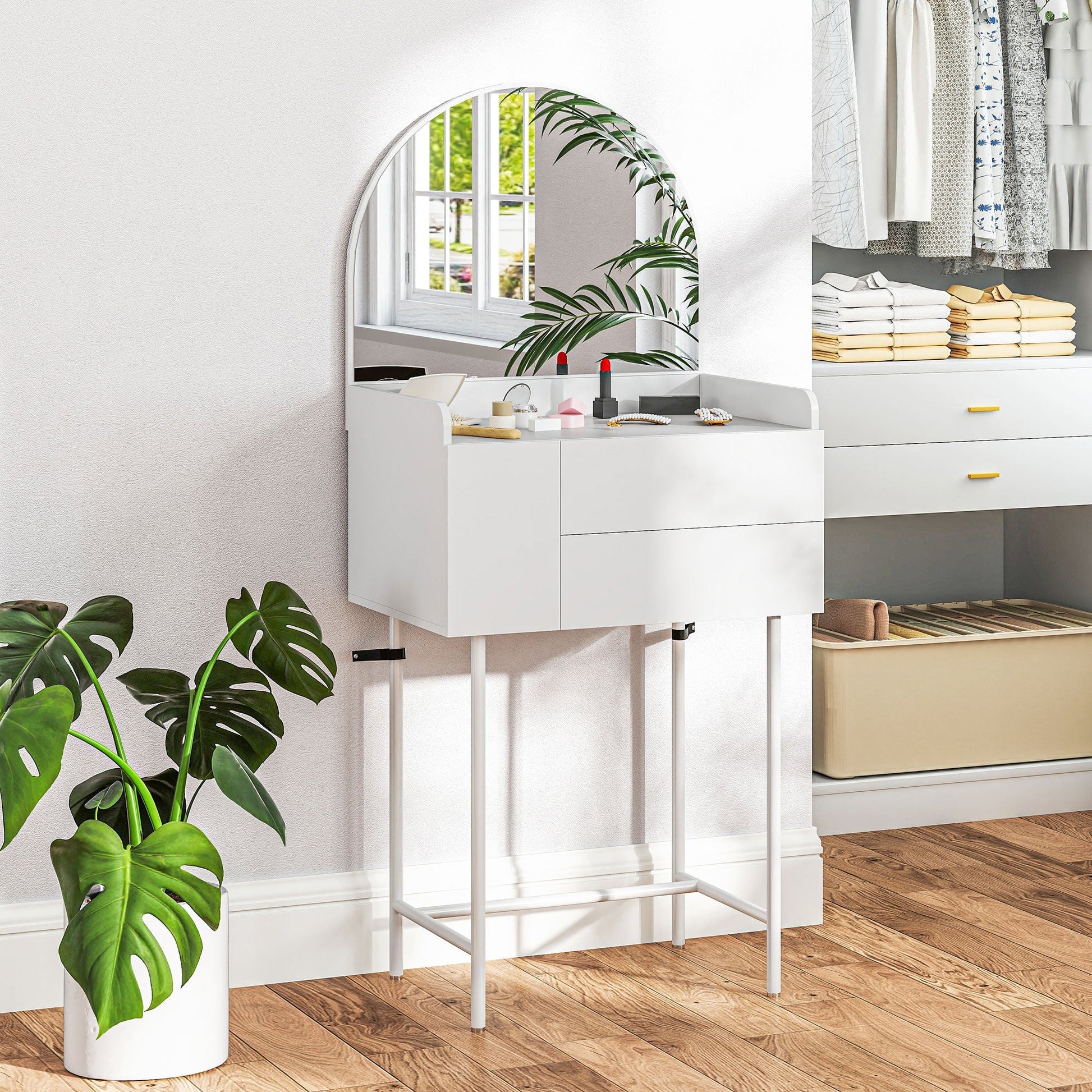 HOMCOM Three Drawer Compact Dressing Table - White | Luxury Home Accessories | Heulog Glow