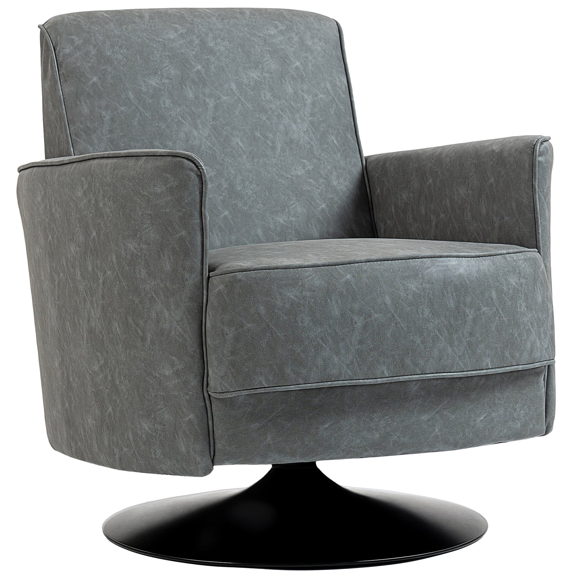 HOMCOM Upholstered Swivel Accent Chair with Thick Padding, Grey | Luxury Home Accessories | Heulog Glow