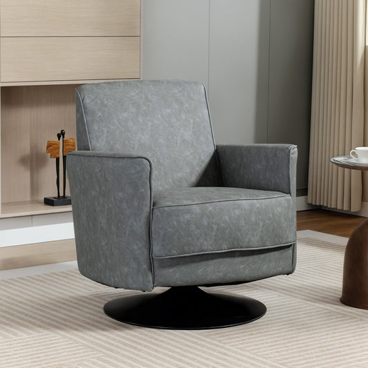 HOMCOM Upholstered Swivel Accent Chair with Thick Padding, Grey | Luxury Home Accessories | Heulog Glow