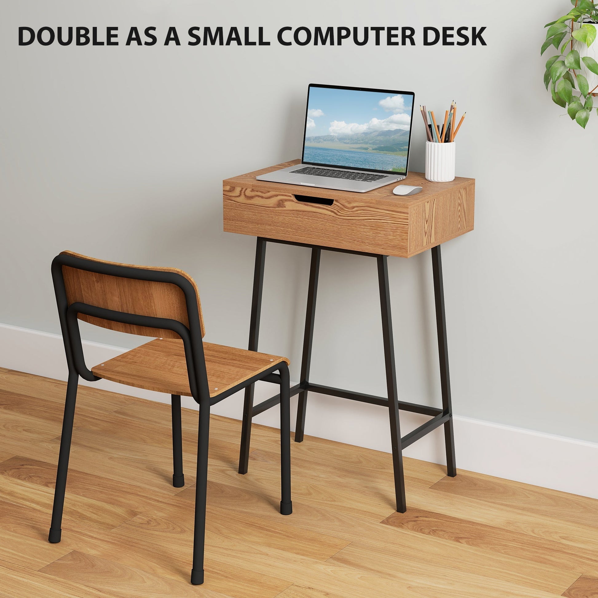 HOMCOM Vanity Desk with Flip-Up Mirror, Industrial Dressing Table with 16 Small Compartments for Bedroom, Natural Wood Effect | Luxury Home Accessories | Heulog Glow