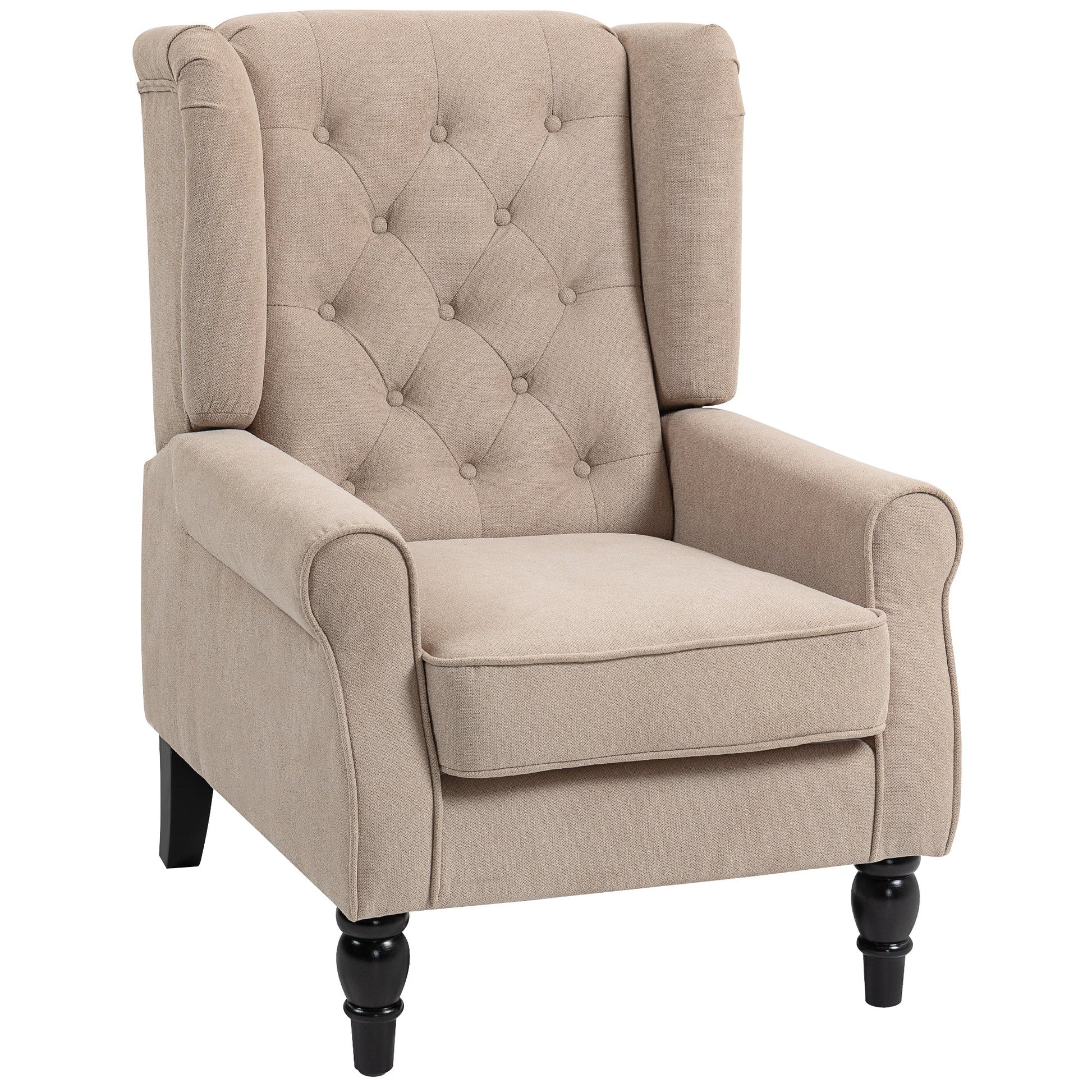 HOMCOM Wingback Accent Chair, Retro Upholstered Button Tufted Occasional Chair for Living Room and Bedroom, Beige | Luxury Home Accessories | Heulog Glow