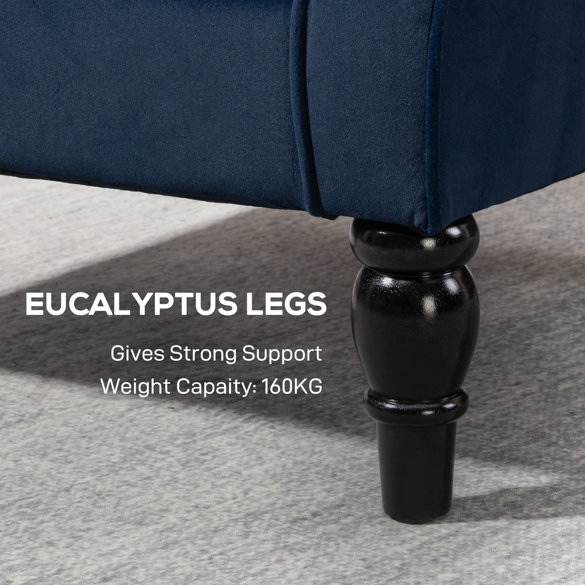 HOMCOM Wingback Accent Chair, Retro Upholstered Button Tufted Occasional Chair for Living Room and Bedroom, Dark Blue | Luxury Home Accessories | Heulog Glow