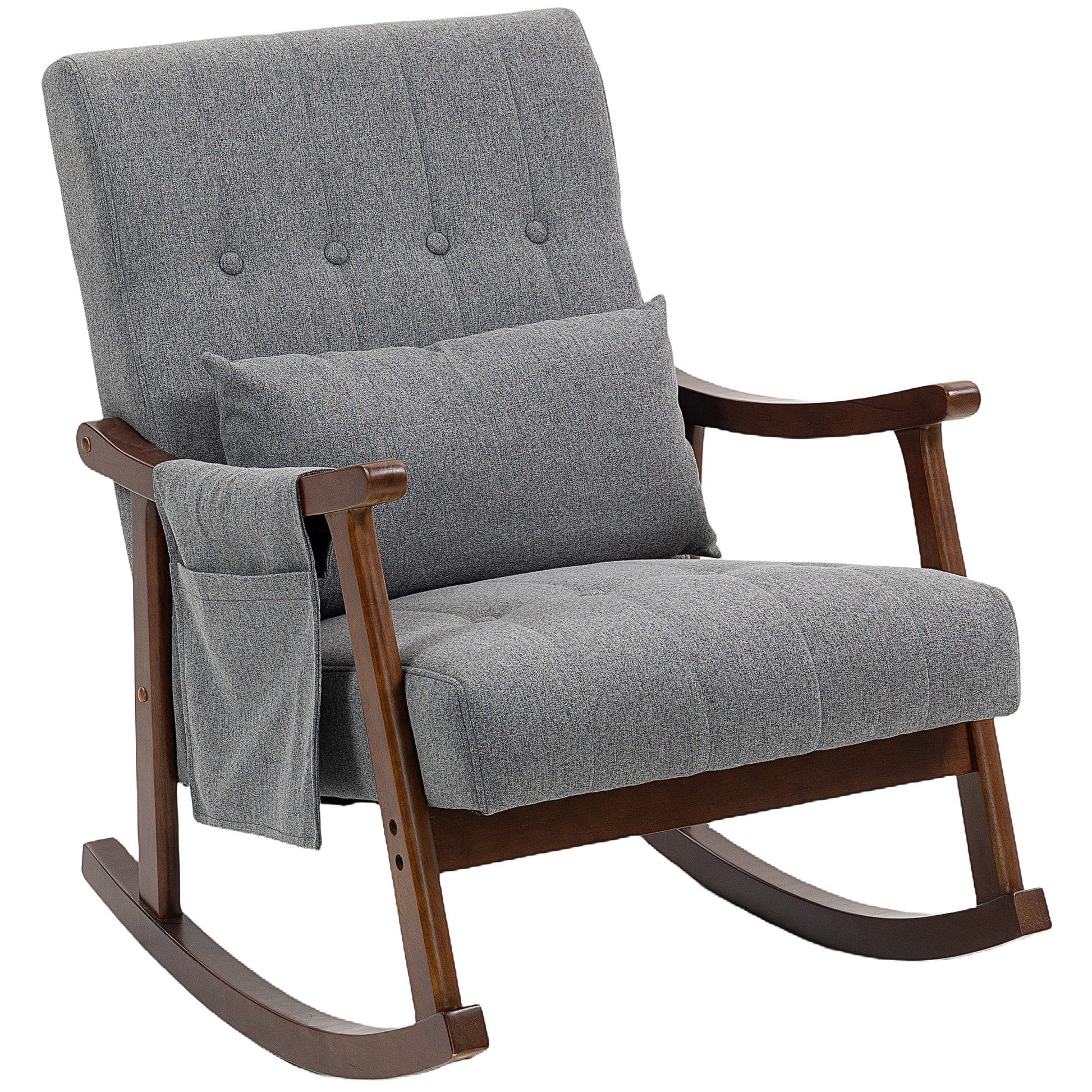 HOMCOM Wood Frame Rocking Accent Chair - Grey | Luxury Home Accessories | Heulog Glow