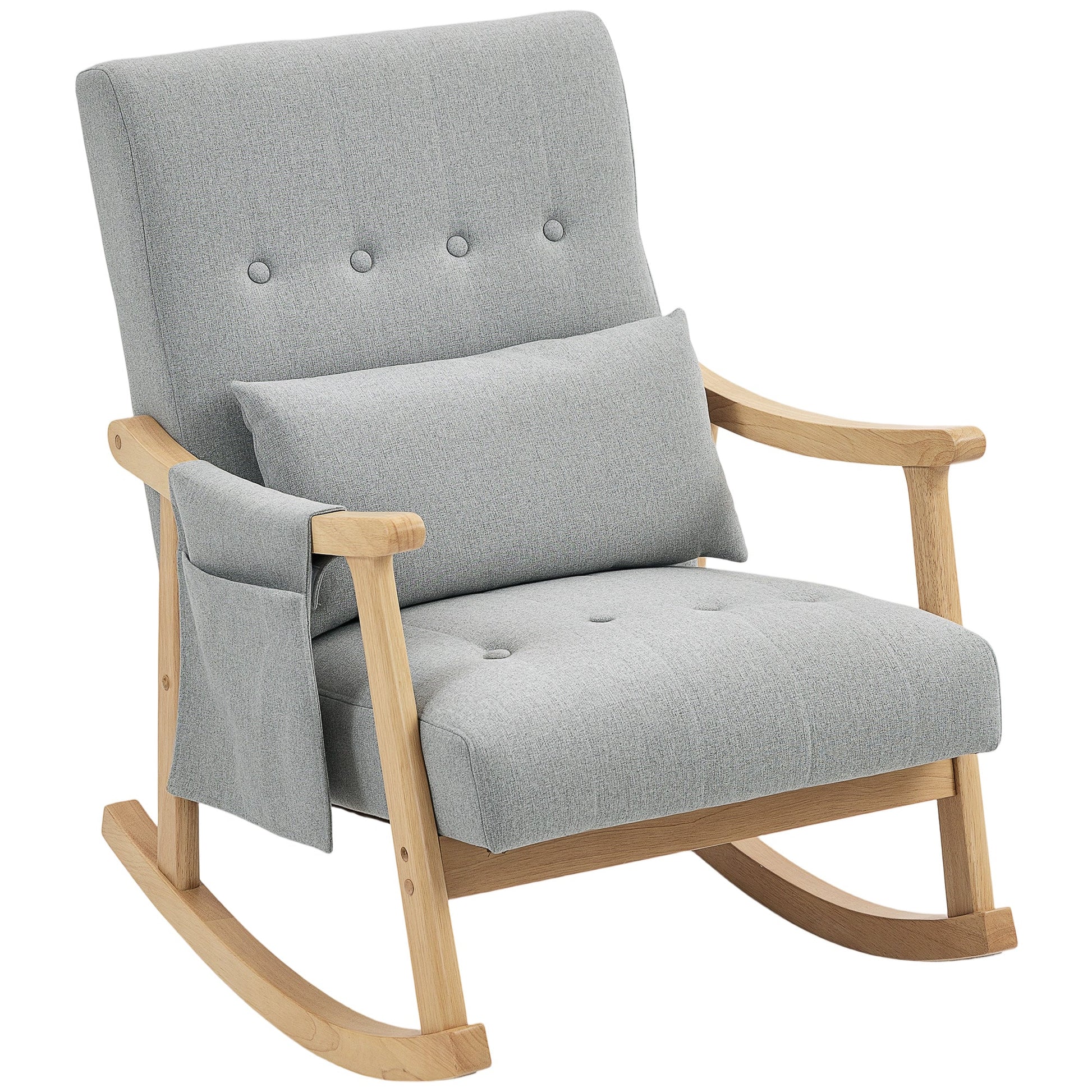 HOMCOM Wood Frame Rocking Accent Chair - Light Grey | Luxury Home Accessories | Heulog Glow