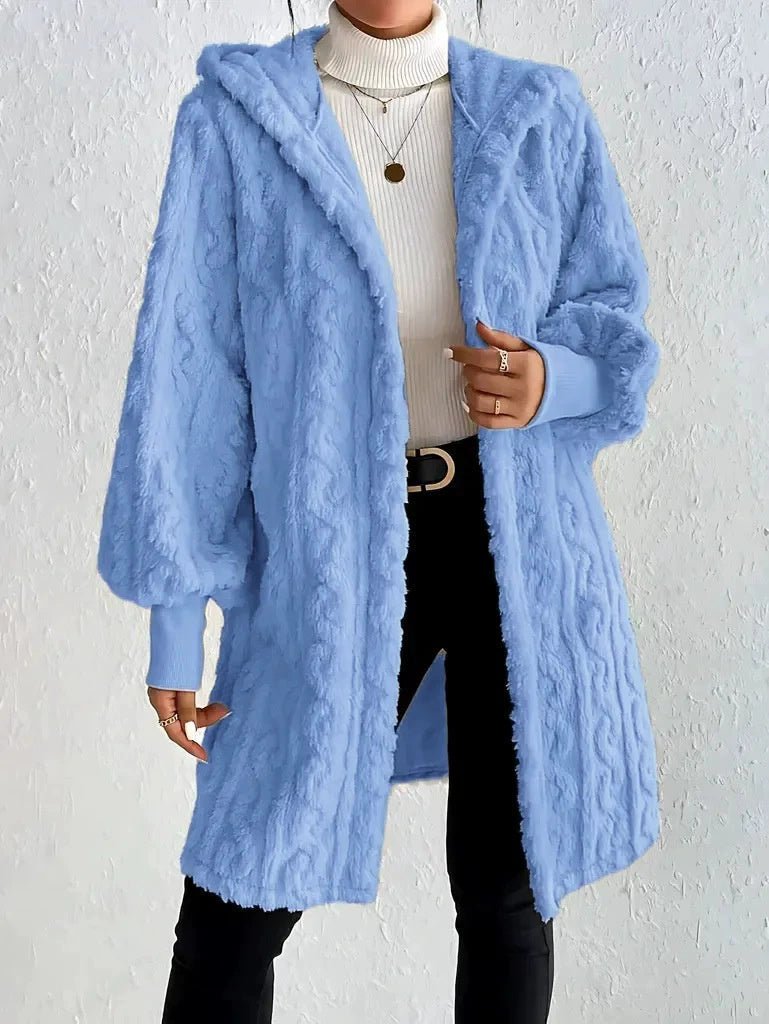 Hooded Double-sided Plush Cuff Thread Long Coat | Luxury Home Accessories | Heulog Glow