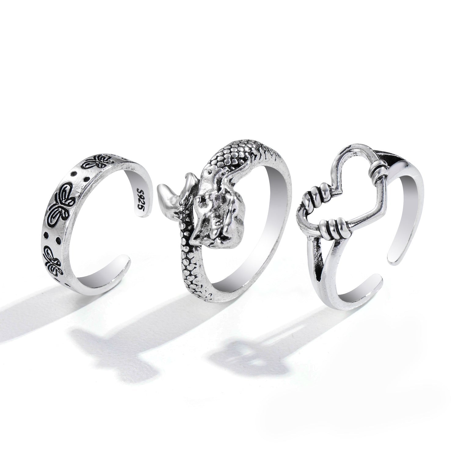Hot Selling Creative Personality Butterfly 2-Piece Set Ins Same Punk Style Couple Ring | Luxury Home Accessories | Heulog Glow