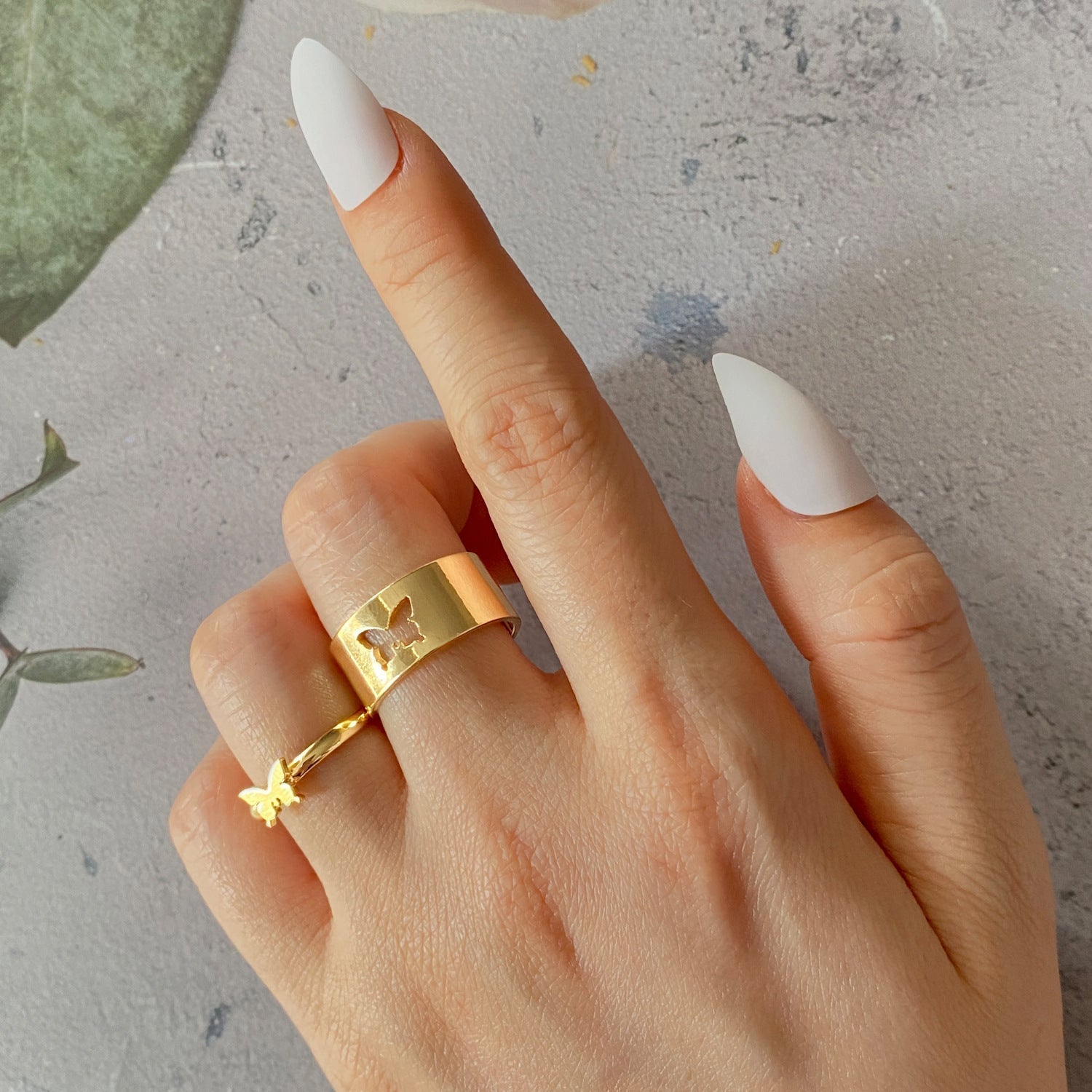 Hot Selling Creative Personality Butterfly 2-Piece Set Ins Same Punk Style Couple Ring | Luxury Home Accessories | Heulog Glow