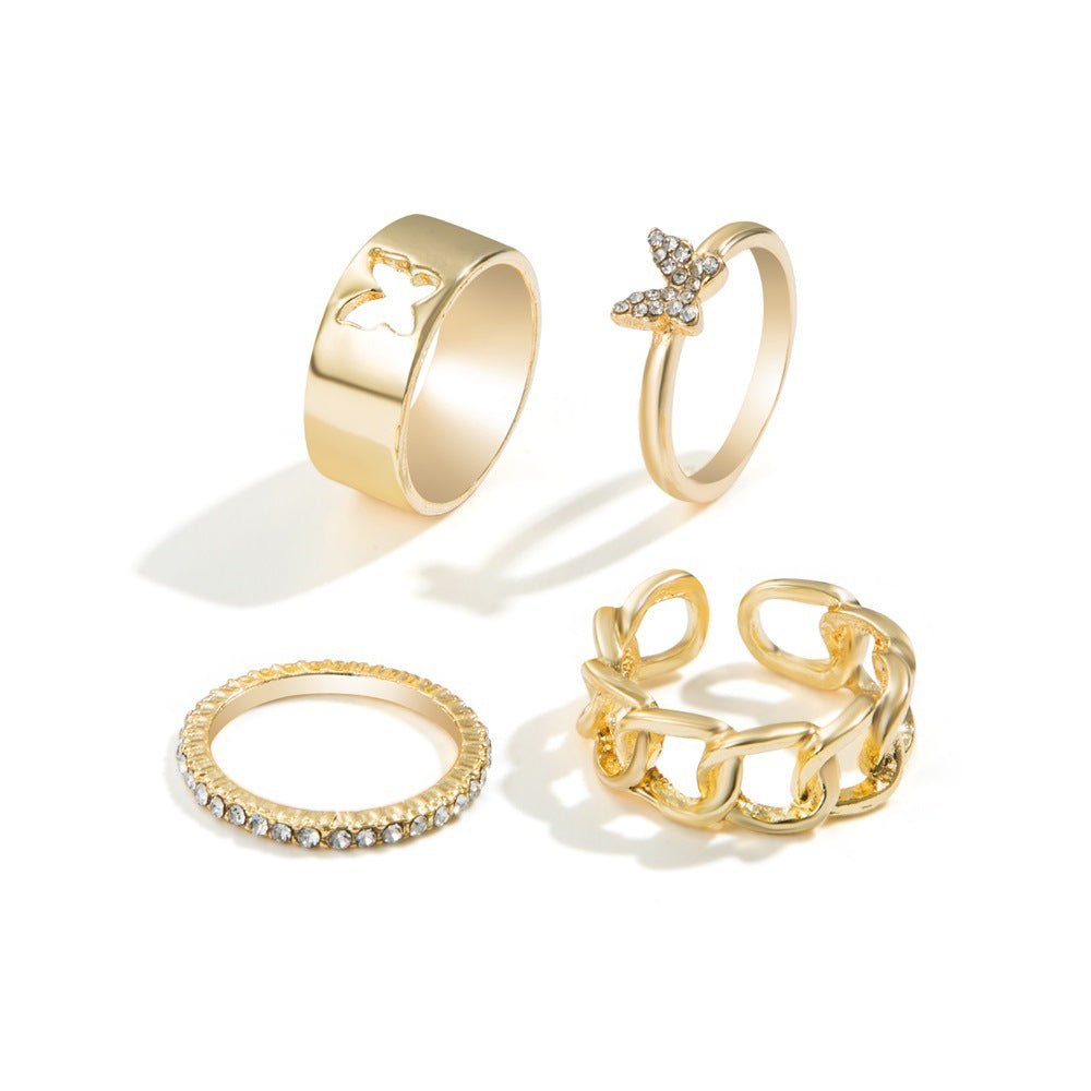 Hot Selling Creative Personality Butterfly 2-Piece Set Ins Same Punk Style Couple Ring | Luxury Home Accessories | Heulog Glow
