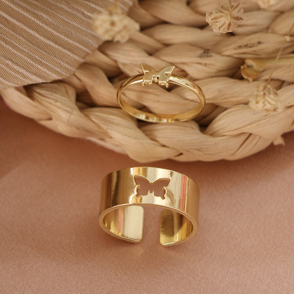 Hot Selling Creative Personality Butterfly 2-Piece Set Ins Same Punk Style Couple Ring | Luxury Home Accessories | Heulog Glow