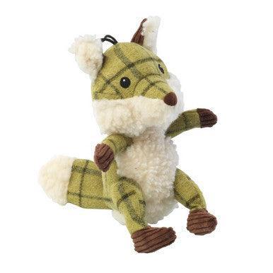 House of Paws Green Tweed Fox Dog Toy | Luxury Home Accessories | Heulog Glow