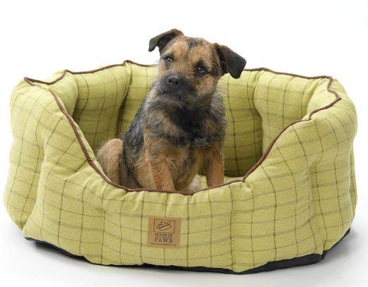 House of Paws Green Tweed Oval Snuggle | Luxury Home Accessories | Heulog Glow