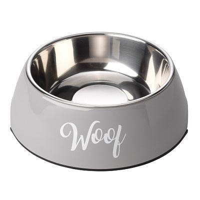 House of Paws Grey Woof 2 in 1 Dog Bowl | Luxury Home Accessories | Heulog Glow