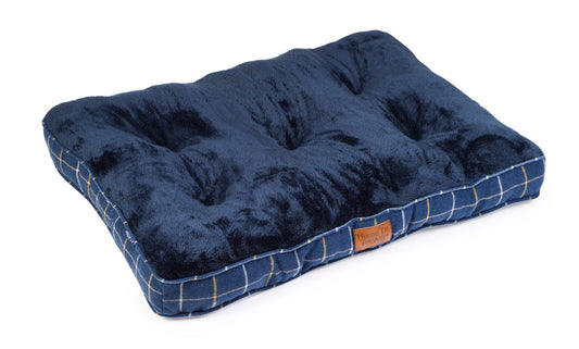 House of Paws Navy Check Tweed Boxed Duvet Large | Luxury Home Accessories | Heulog Glow