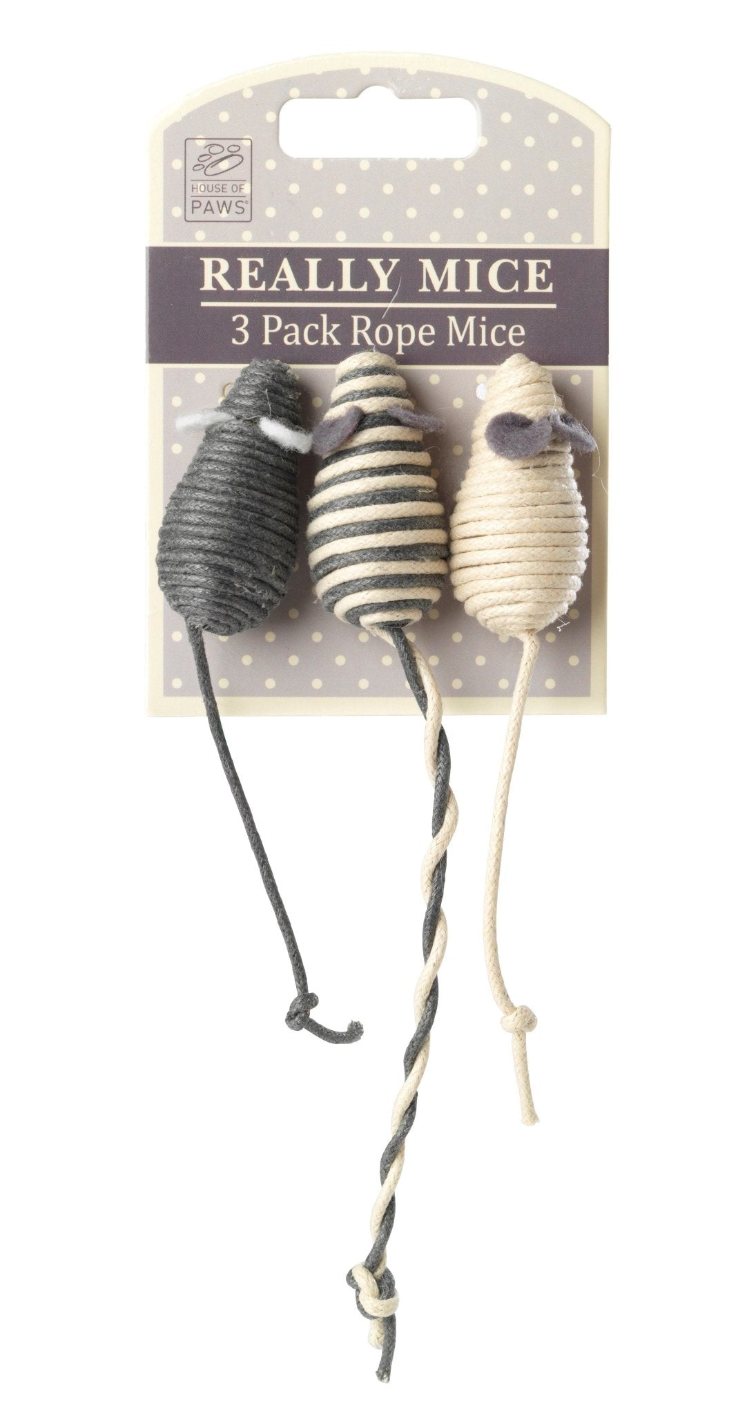 House of Paws Really Mice Rope Mice 3 Pack x4 | Luxury Home Accessories | Heulog Glow