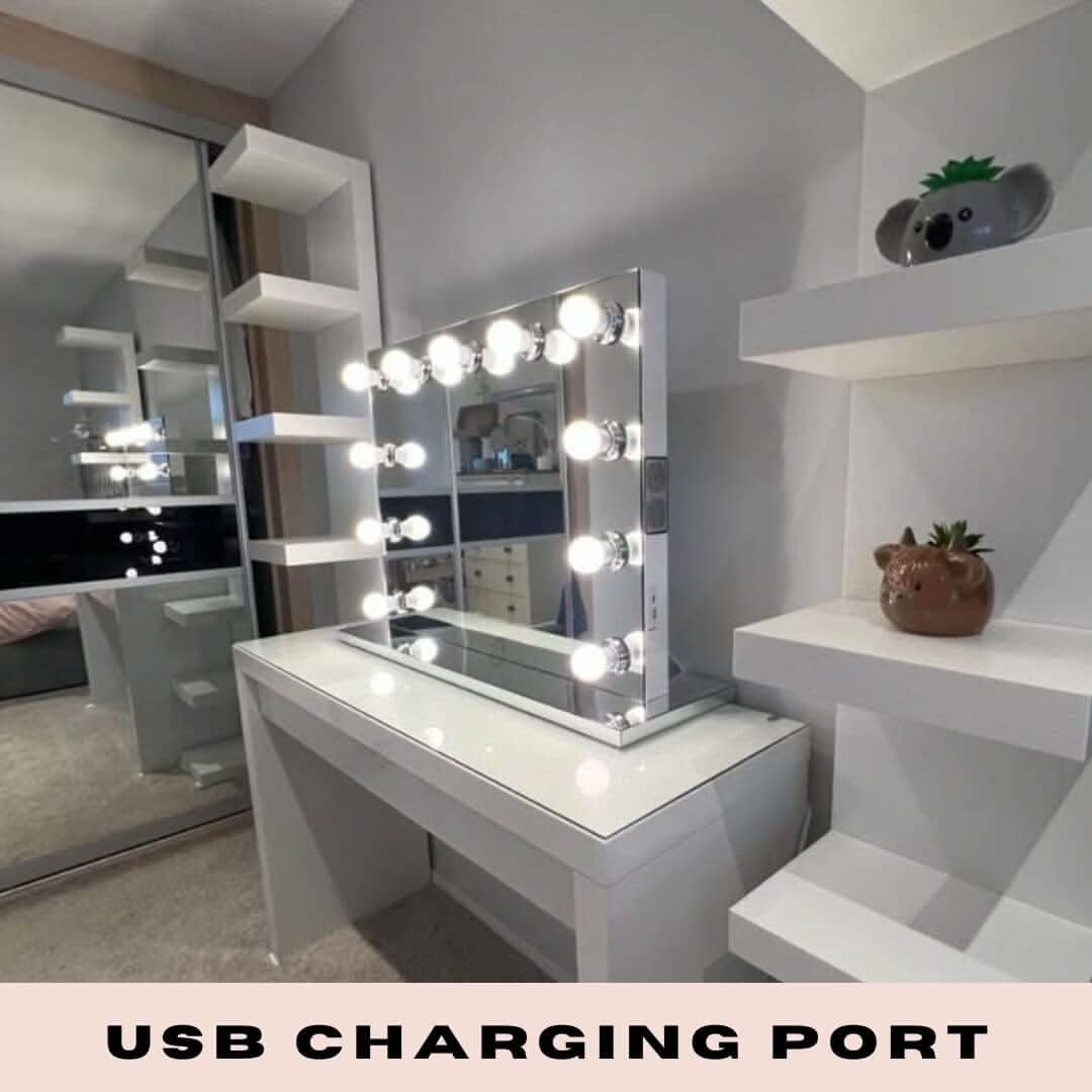 Houston Bluetooth Hollywood Mirror 80x60cm | Luxury Home Accessories | Heulog Glow