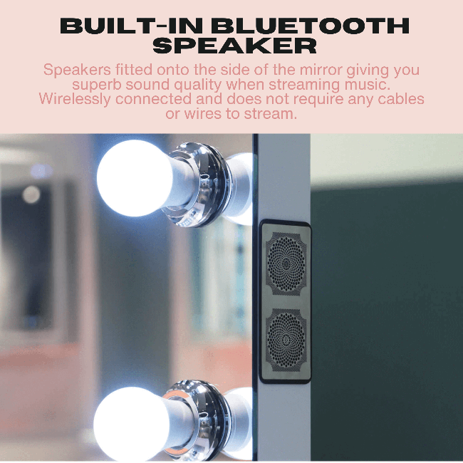 Houston Bluetooth Hollywood Mirror 80x60cm | Luxury Home Accessories | Heulog Glow