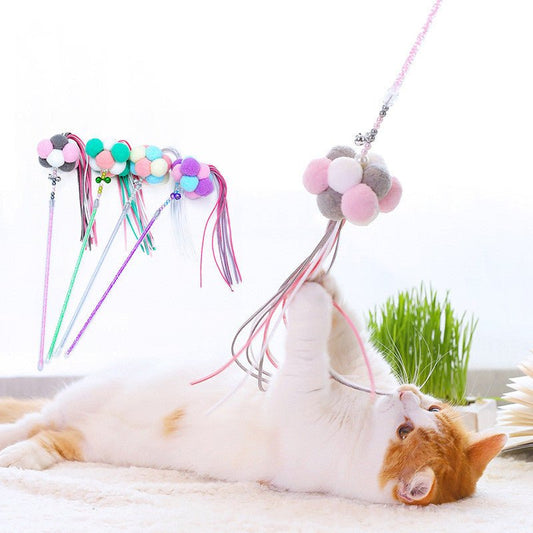 Huayuan Three-color Hair Ball Funny Cat Stick Cat Toy Fold Ears | Luxury Home Accessories | Heulog Glow