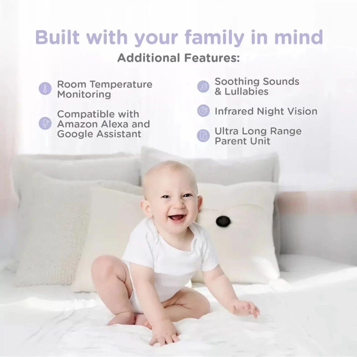 Hubble Nursery Pal Glow+ 5" Video Baby Camera & Monitor | Luxury Home Accessories | Heulog Glow