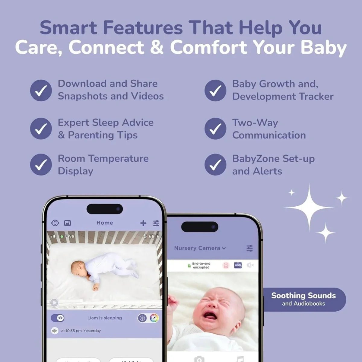 Hubble Pal SkyVision AI Pro 5" Video Baby Camera & Monitor | Luxury Home Accessories | Heulog Glow