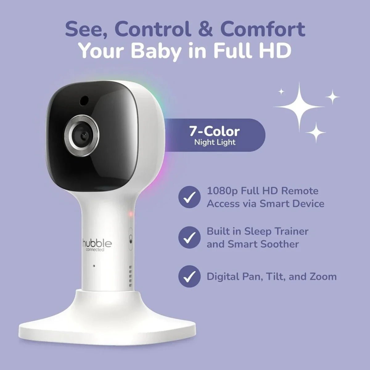 Hubble Pal SkyVision AI Pro 5" Video Baby Camera & Monitor | Luxury Home Accessories | Heulog Glow