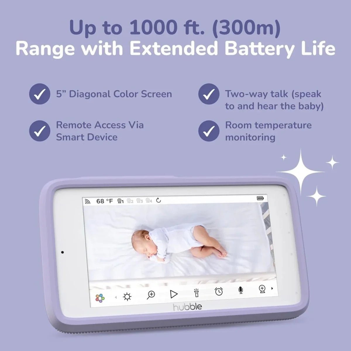 Hubble Pal SkyVision AI Pro 5" Video Baby Camera & Monitor | Luxury Home Accessories | Heulog Glow