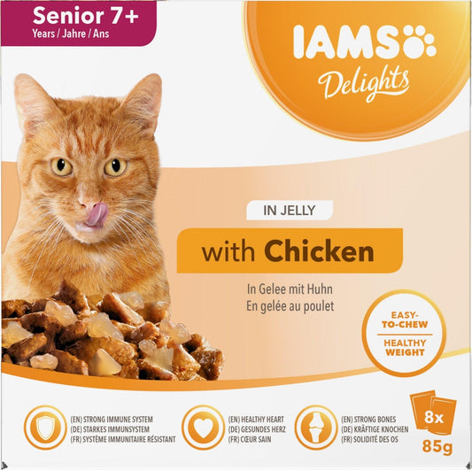 Iams Delights Senior Cat Chicken in Jelly 8pk - 85G | Luxury Home Accessories | Heulog Glow