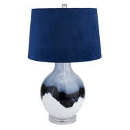 Ice Shadows Table Lamp With Navy Blue Lampshade | Luxury Home Accessories | Heulog Glow