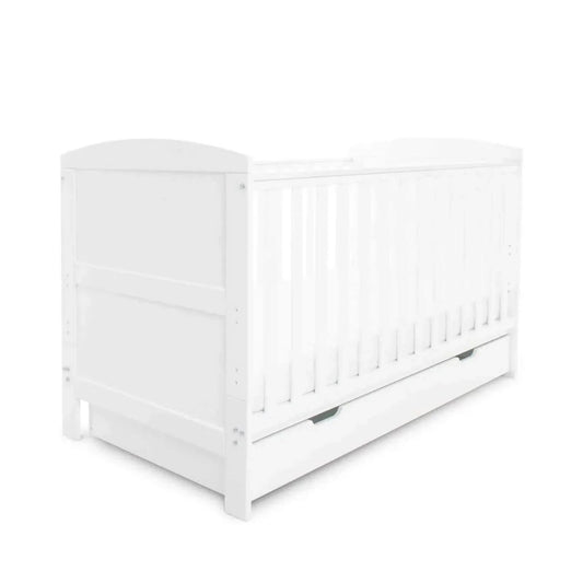 Ickle Bubba Coleby Classic Cot Bed & Under Drawer White - Fibre Mattress | Luxury Home Accessories | Heulog Glow