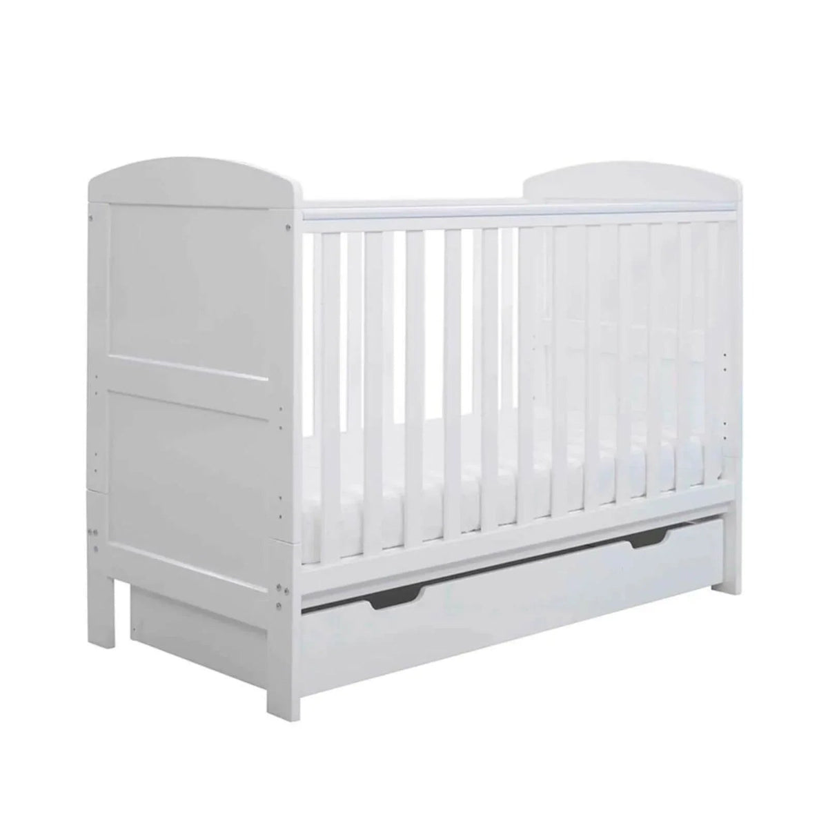 Ickle Bubba Coleby Mini Cot Bed & Under Drawer White - Fibre Mattress | Luxury Home Accessories | Heulog Glow