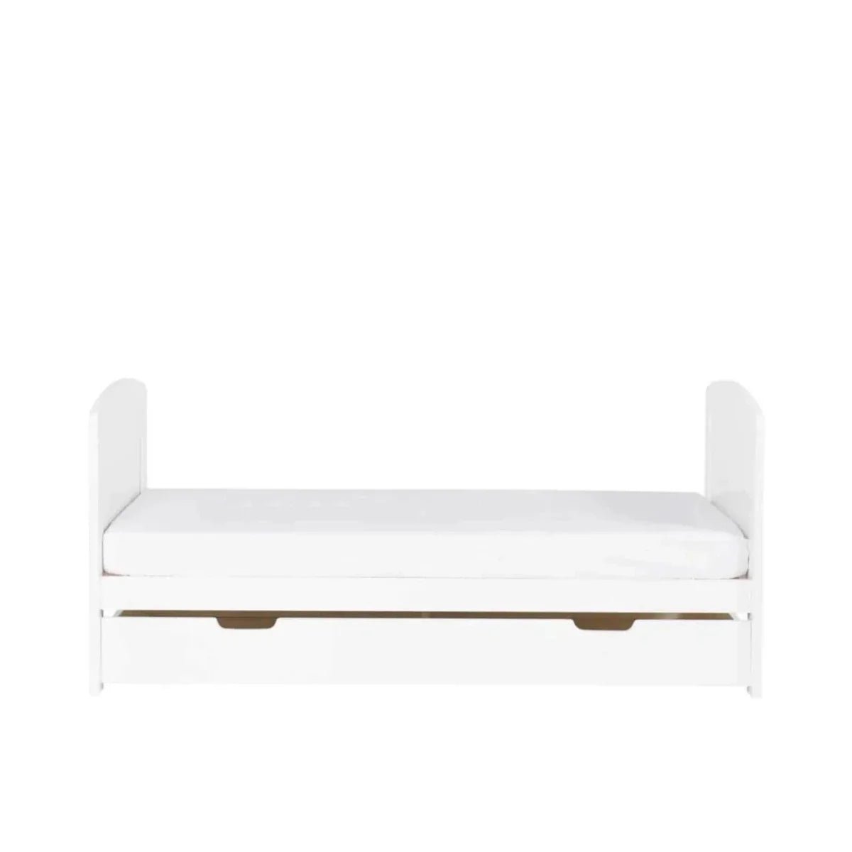 Ickle Bubba Coleby Scandi Cot Bed with Under Drawer Scandi White - Premium Sprung Mattress | Luxury Home Accessories | Heulog Glow
