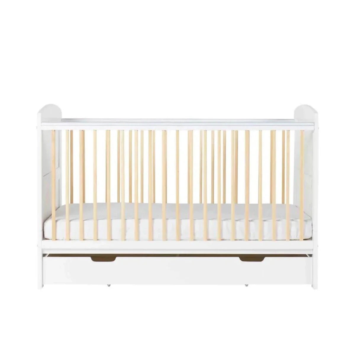 Ickle Bubba Coleby Scandi Cot Bed with Under Drawer Scandi White - Without Mattress | Luxury Home Accessories | Heulog Glow