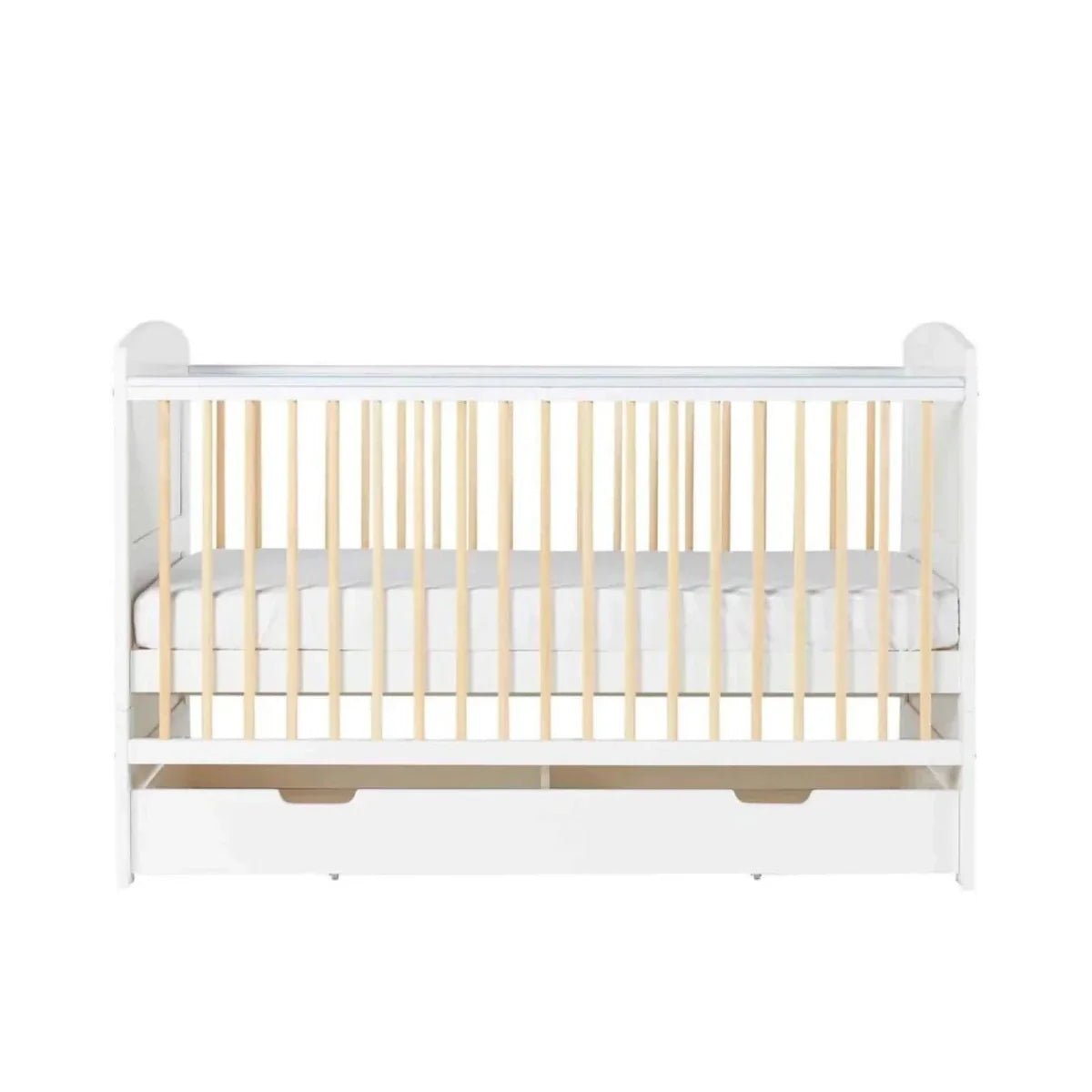 Ickle Bubba Coleby Scandi Cot Bed with Under Drawer Scandi White - Without Mattress | Luxury Home Accessories | Heulog Glow