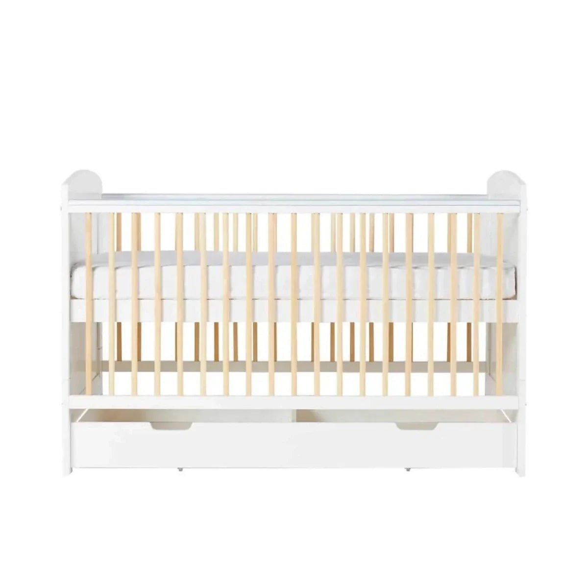 Ickle Bubba Coleby Scandi Cot Bed with Under Drawer Scandi White - Without Mattress | Luxury Home Accessories | Heulog Glow