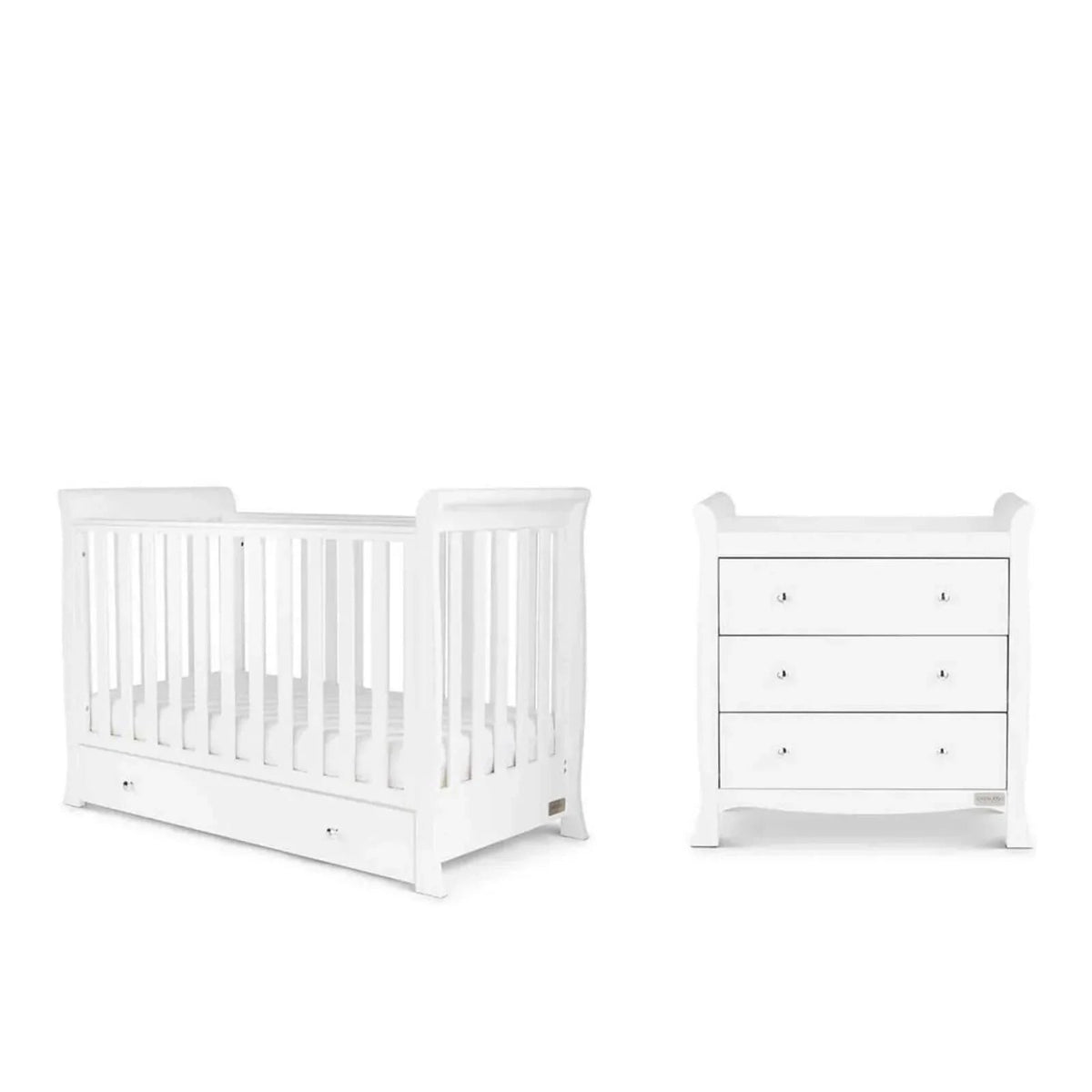 Ickle Bubba Snowdon 4 in 1 Mini 2 Piece Furniture Set White - Fibre Mattress | Luxury Home Accessories | Heulog Glow