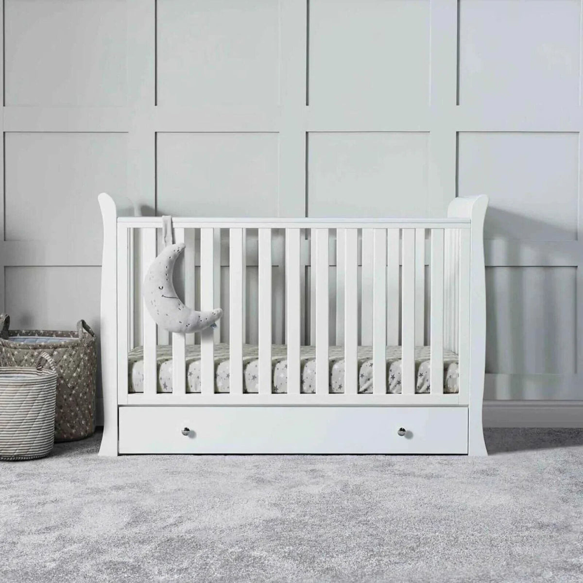 Ickle Bubba Snowdon 4 in 1 Mini 2 Piece Furniture Set White - Premium Pocket Sprung Mattress | Luxury Home Accessories | Heulog Glow