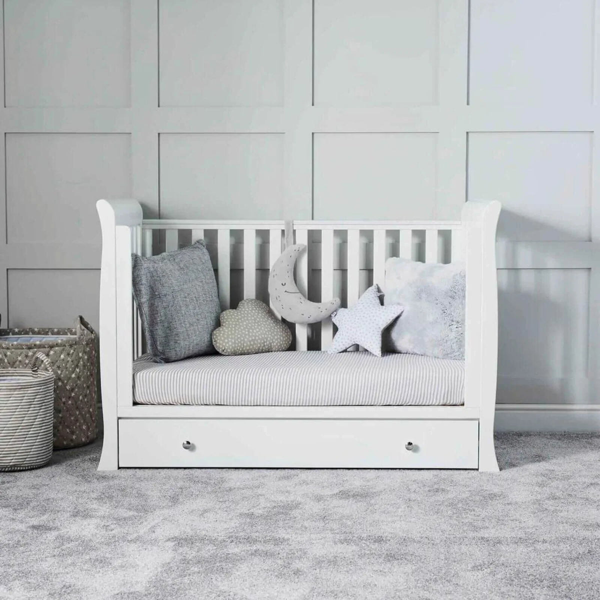 Ickle Bubba Snowdon 4 in 1 Mini 2 Piece Furniture Set White - Premium Pocket Sprung Mattress | Luxury Home Accessories | Heulog Glow