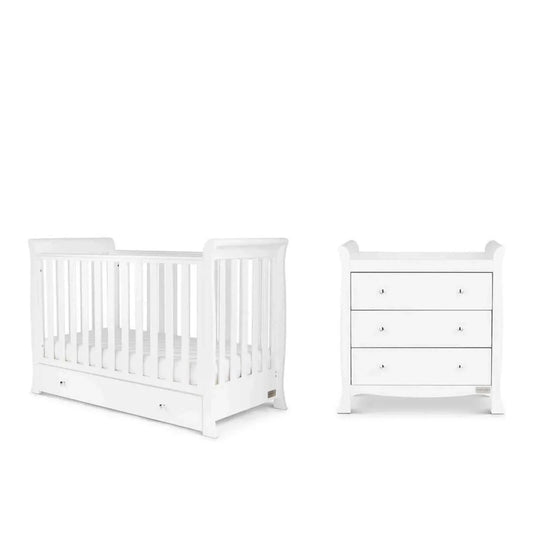 Ickle Bubba Snowdon 4 in 1 Mini 2 Piece Furniture Set White - Premium Pocket Sprung Mattress | Luxury Home Accessories | Heulog Glow