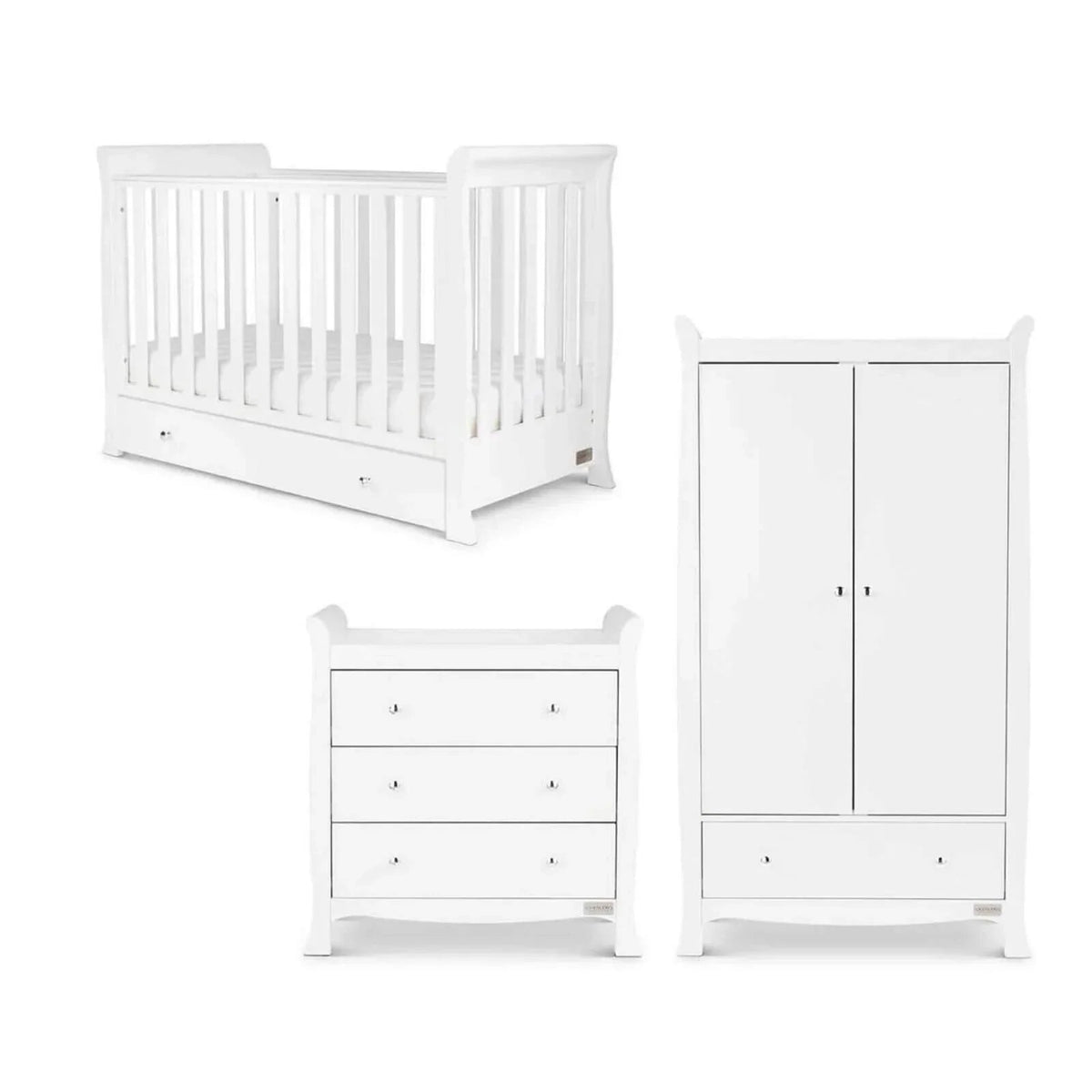 Ickle Bubba Snowdon 4 in 1 Mini 3 Piece Furniture Set White - Premium Pocket Sprung Mattress | Luxury Home Accessories | Heulog Glow