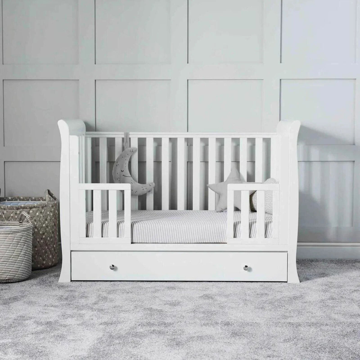 Ickle Bubba Snowdon 4 in 1 Mini 3 Piece Furniture Set White - Premium Pocket Sprung Mattress | Luxury Home Accessories | Heulog Glow