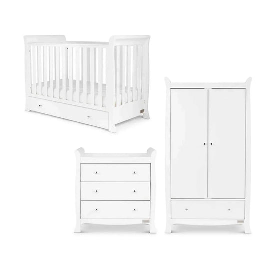 Ickle Bubba Snowdon 4 in 1 Mini 3 Piece Furniture Set White - Premium Sprung Mattress | Luxury Home Accessories | Heulog Glow